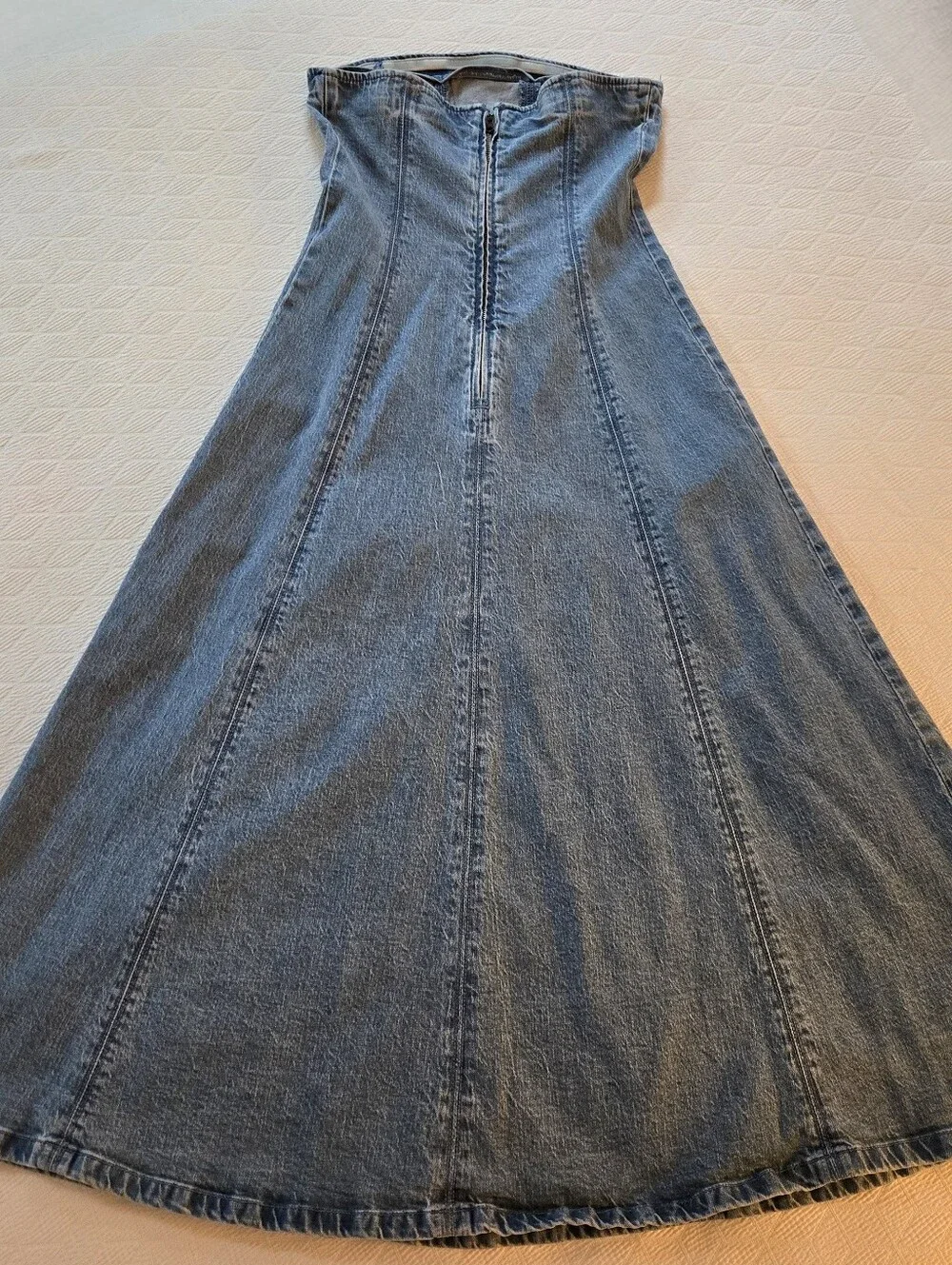 Abercrombie & Fitch Blue Denim A-Line Strapless Maxi Dress Small